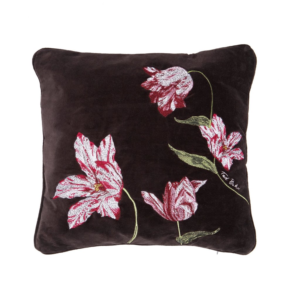 Tulips Jacquard Cushion by Ted Baker in Mulberry Purple